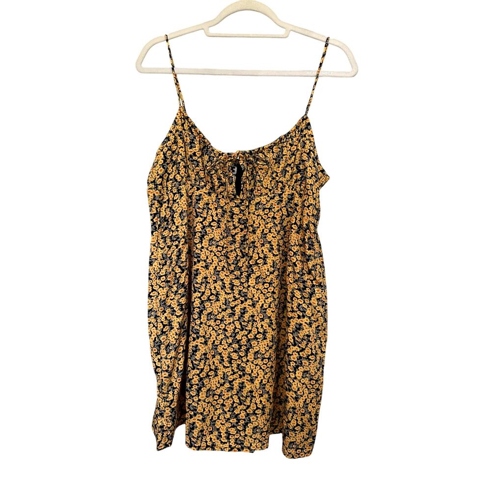 Motel Rocks Mala Slip Mini Dress NWT Yellow Floral Tie Front Cutout Size XL